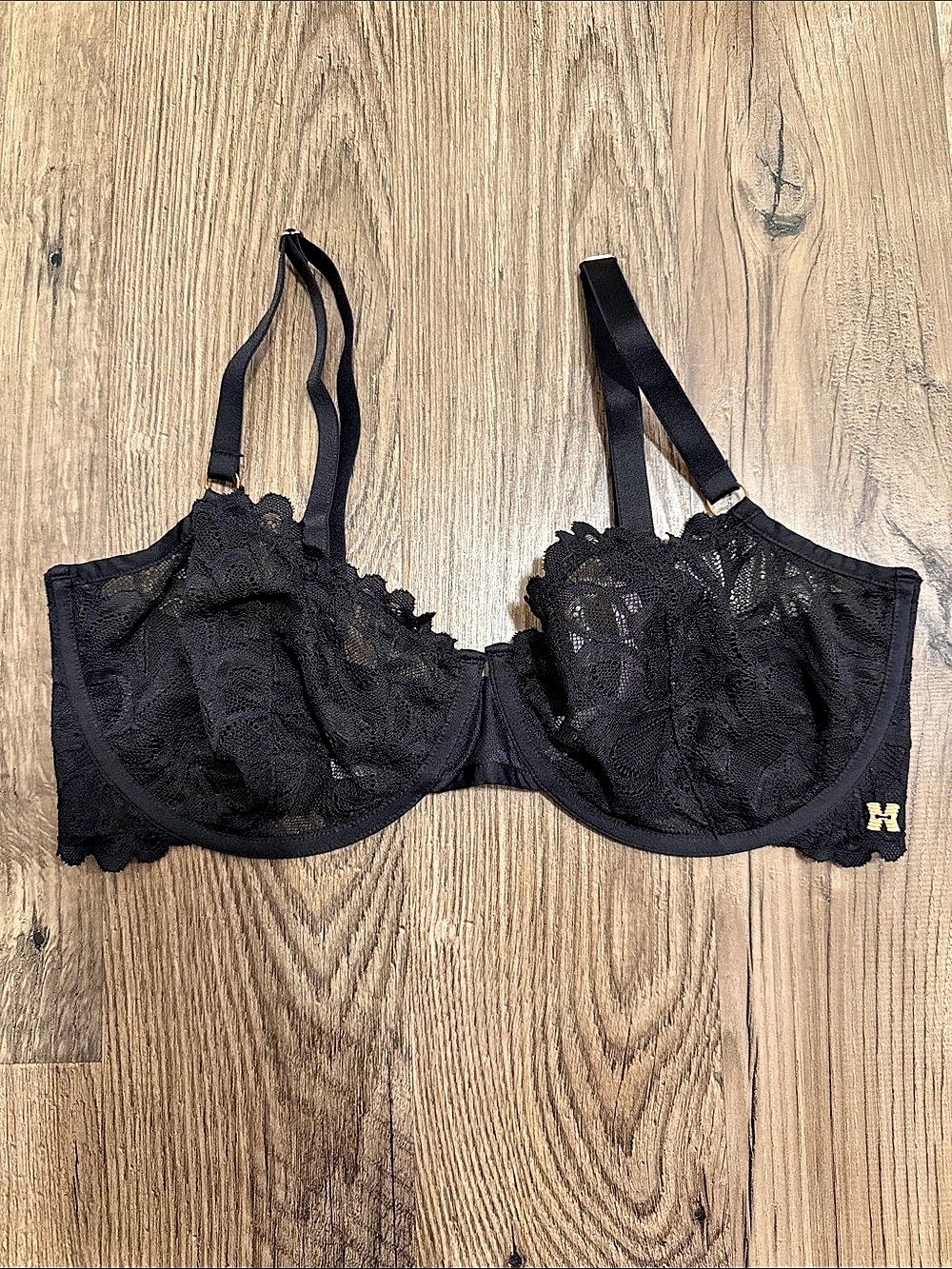 Savage X Fenty Lace Underwire Bra in Black Size 36DDD